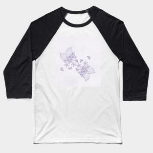 Violet butterflies and flowers on textured background Baseball T-Shirt